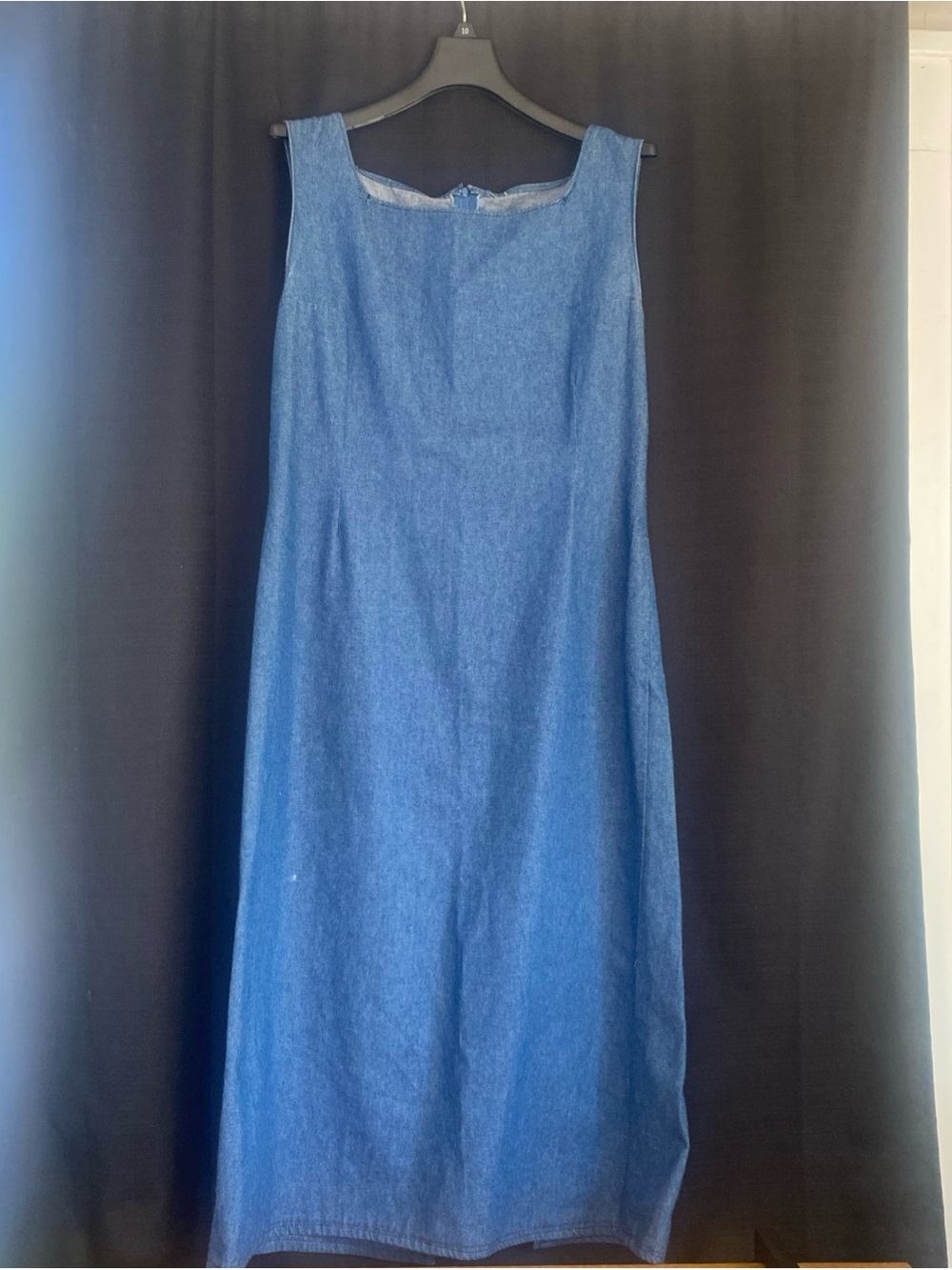 Vintage Classic Blue Denim Midi Dress - Sleeveless